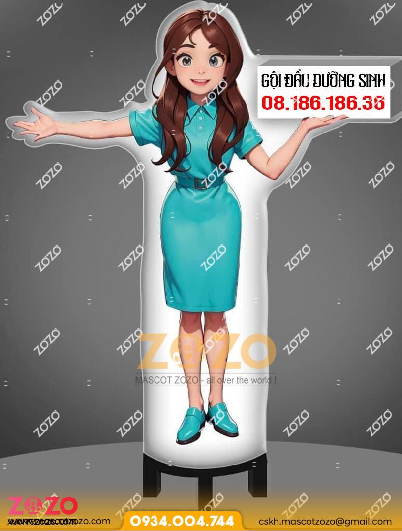 RỐI HƠI VẪY KHÁCH SPA / HAIR SALON HÌNH CÔ GÁI - Mascot Zozo - Xưởng may  mascot đẹp