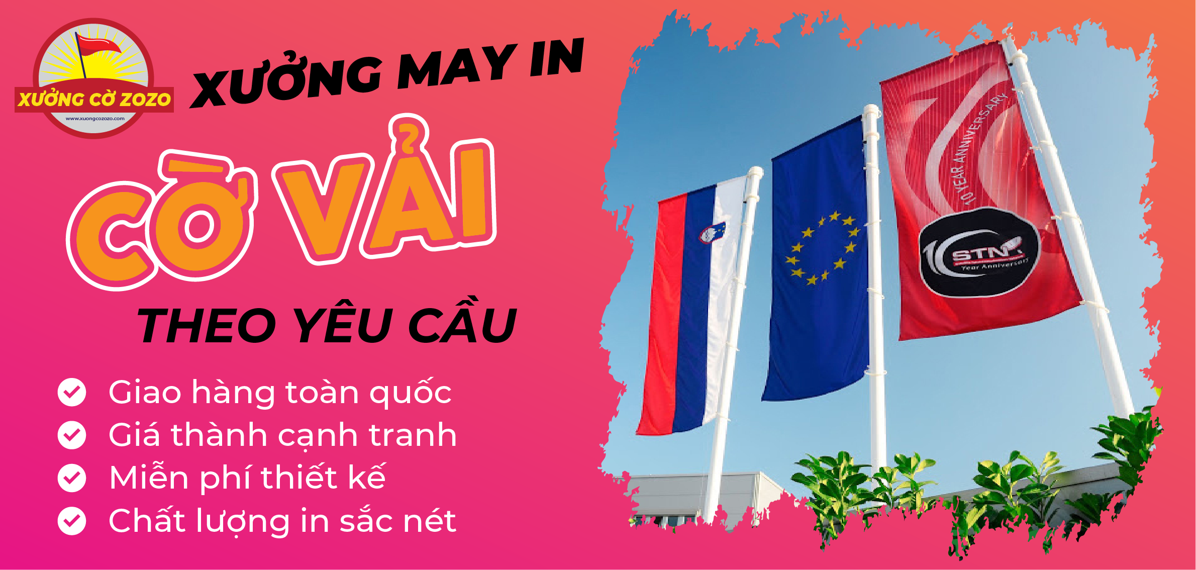 In cờ lớp, tổ quốc, công ty các loại giá rẻ tại HCM